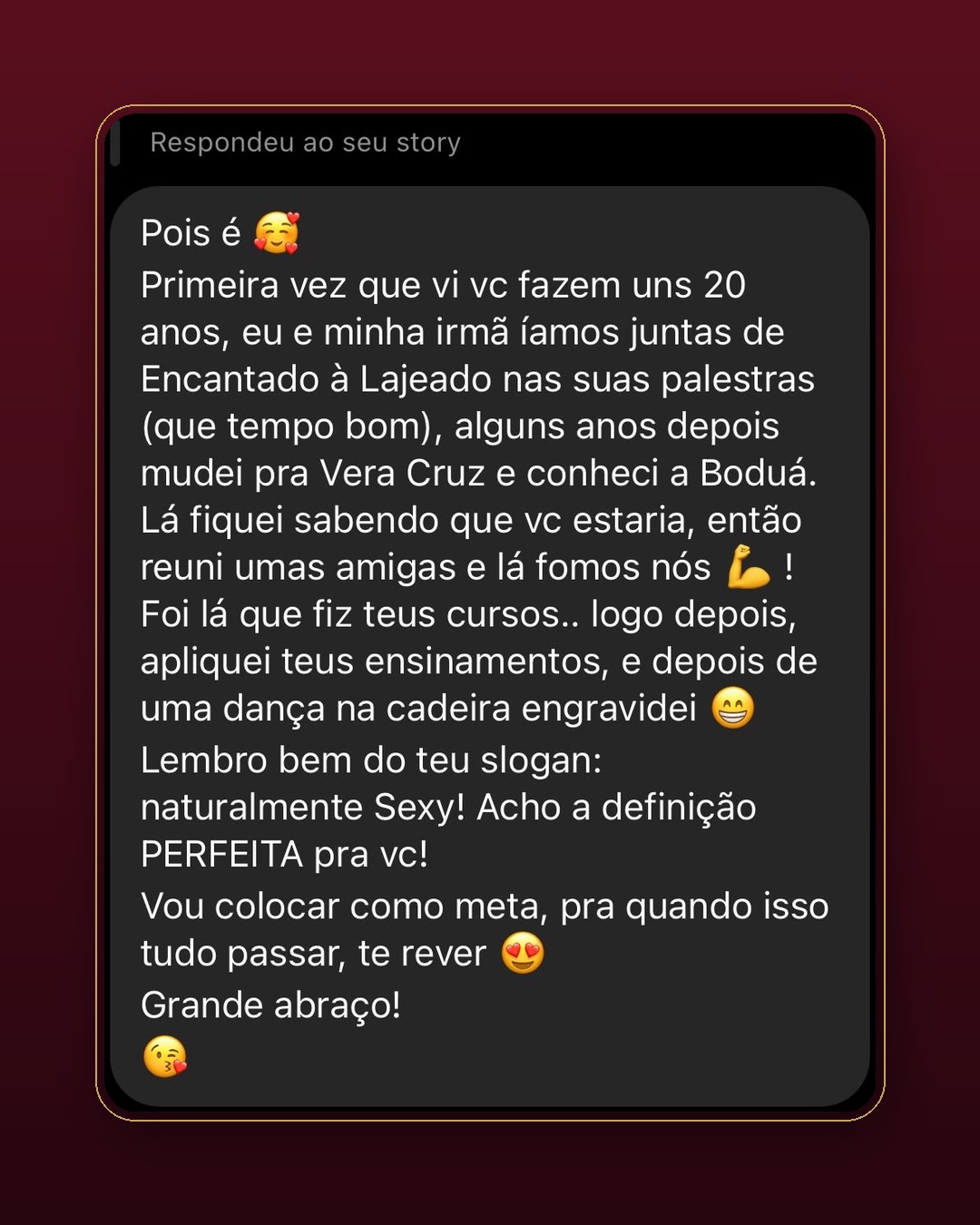 Print de depoimento de aluna 1