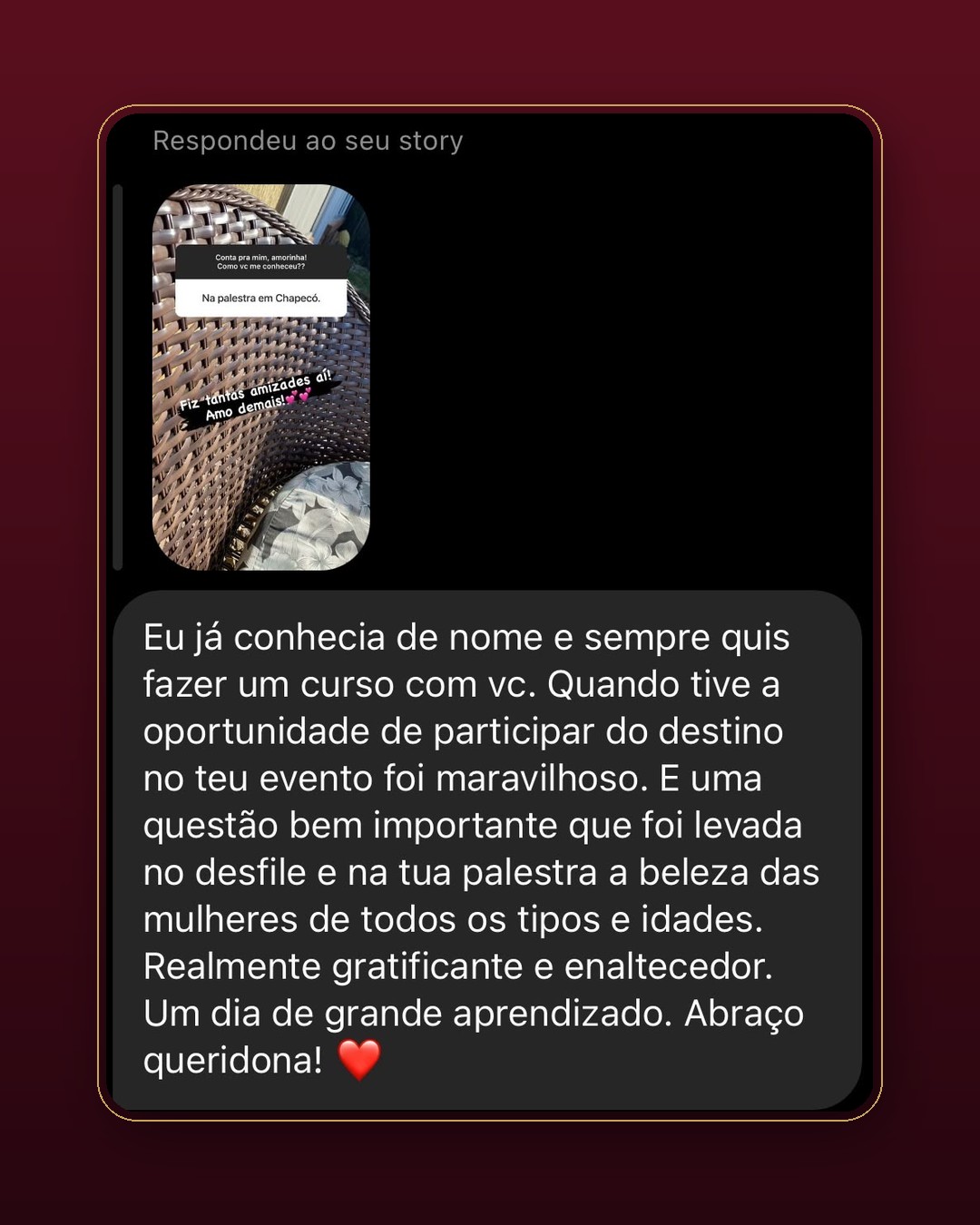 Print de depoimento de aluna 6
