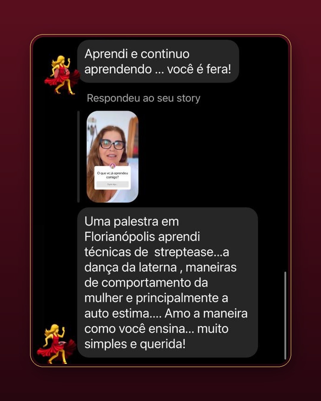 Print de depoimento de aluna 3